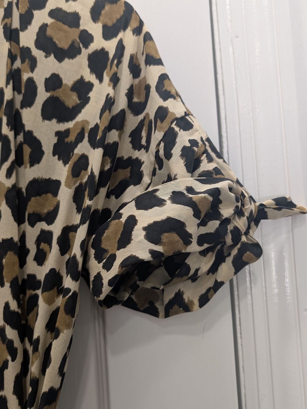 Zara Leopard Print Maxi Buttondown Dress - Beige Black Brown - Picture 3 of 6
